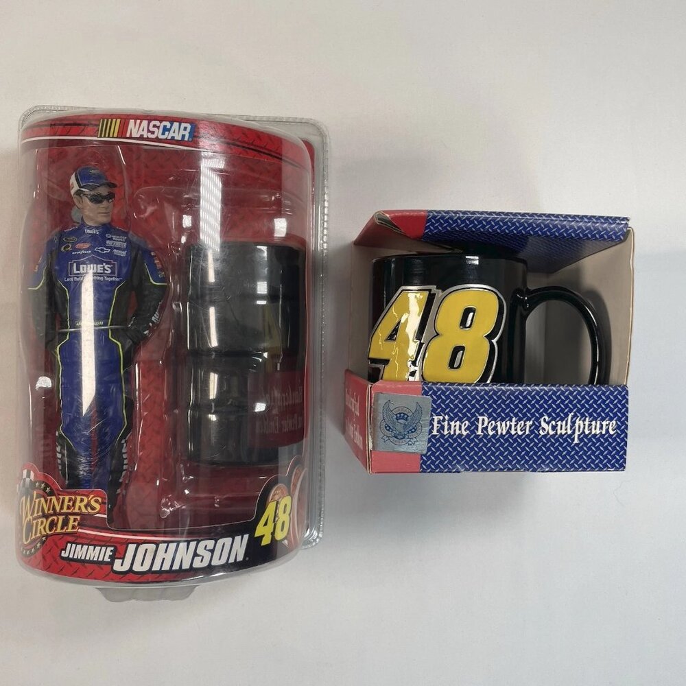 Jimmie Johnson #48 NASCAR Figure (Loose) + Pewter Sculpture Mug